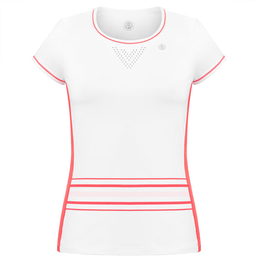Women's Tennis / Padel Short Sleeved T-Shirt in Horizon White Spritz Red 4803