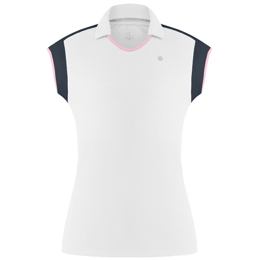 Women's Tennis Meryl Stretch Pique 4800 in White / Oxford Blue