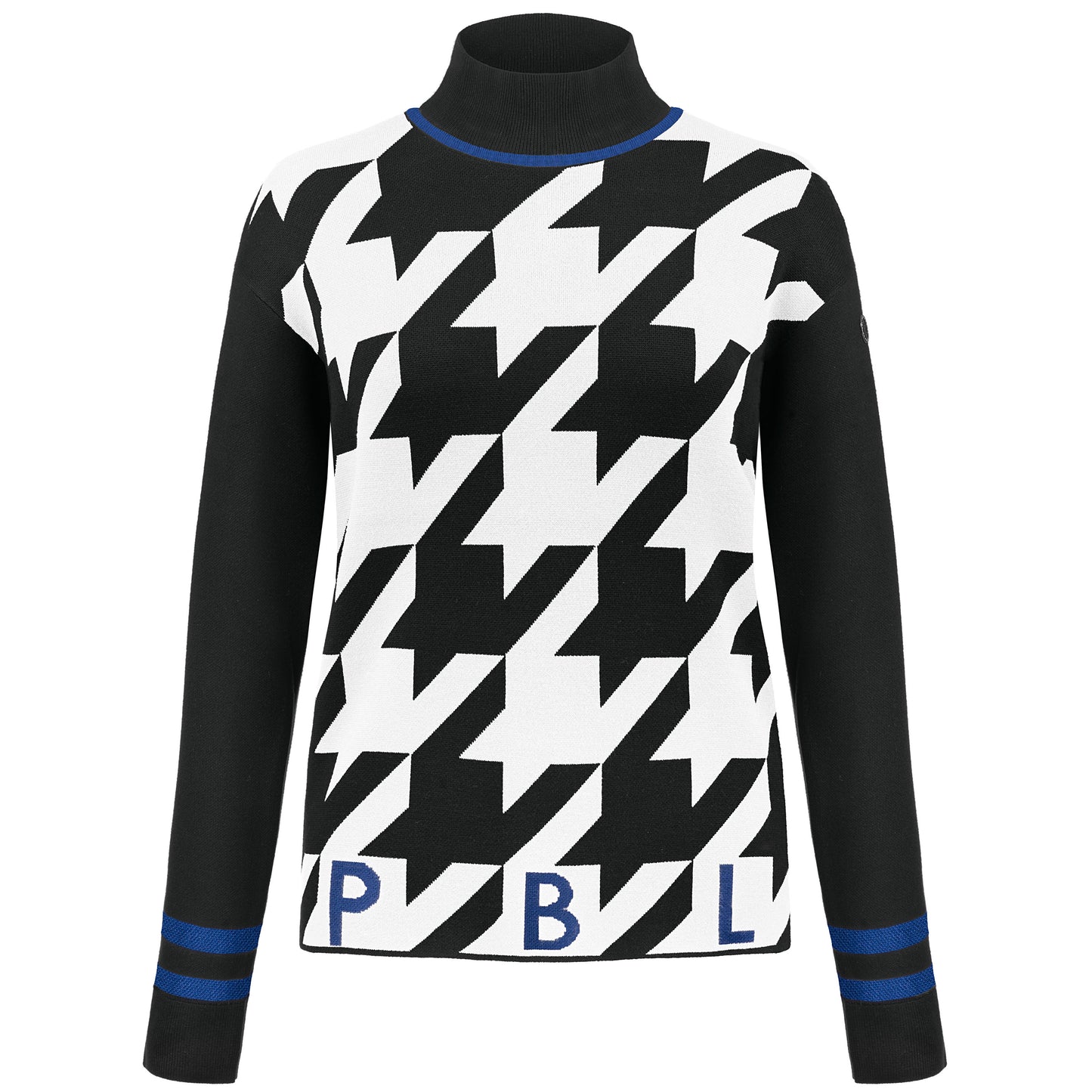 Check Turtle Neck Pullover Black/White/Infinity Blue Detailing 3541