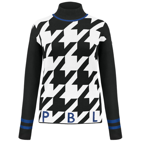 Check Turtle Neck Pullover Black/White/Infinity Blue Detailing 3541