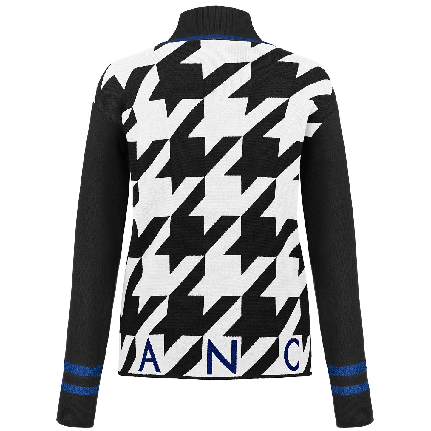 Check Turtle Neck Pullover Black/White/Infinity Blue Detailing 3541