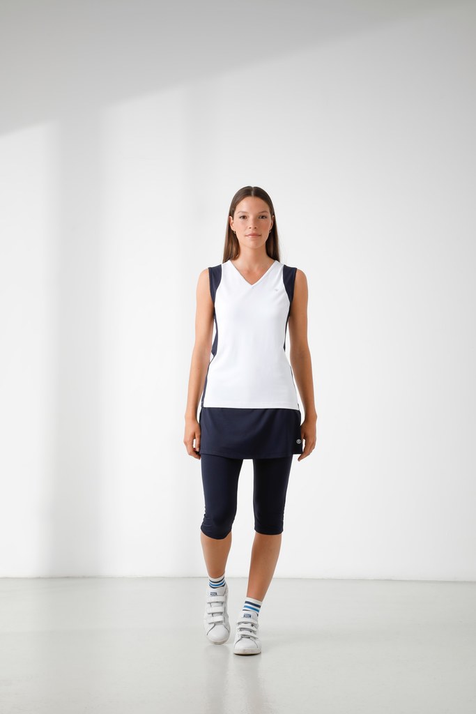 Women's Tennis / Padel Tank Top 4801 in White / Oxford Blue