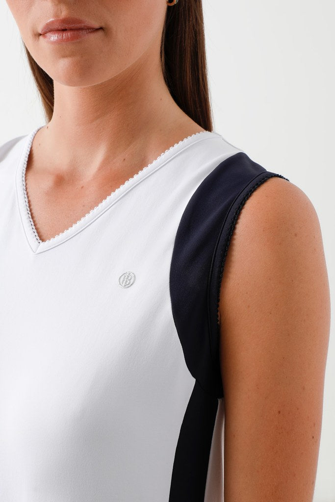 Women's Tennis / Padel Tank Top 4801 in White / Oxford Blue
