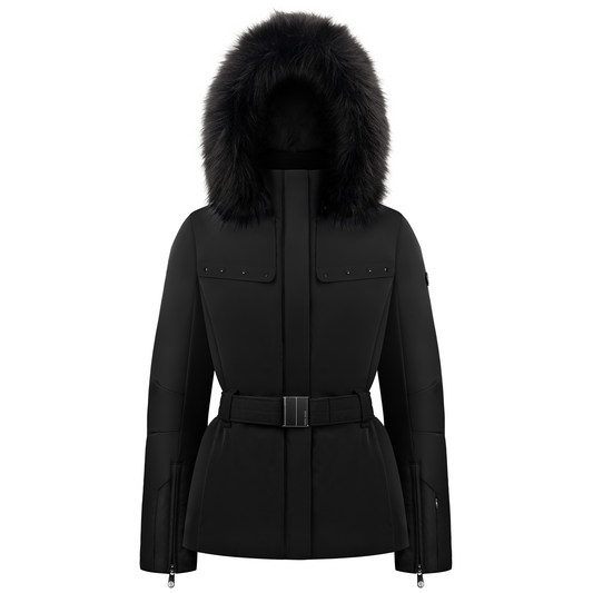 Poivre Blanc 0801 (3) Stretch Ski Jacket with belt in Black.