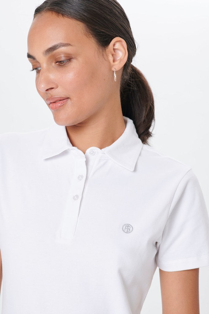 Poivre Blanc Women's Tennis Organic Stretch Cotton Pique Polo 4600 in Deep Blue Sea