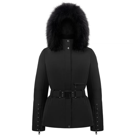 Poivre Blanc 0801 Stretch Ski Jacket with belt in Black.