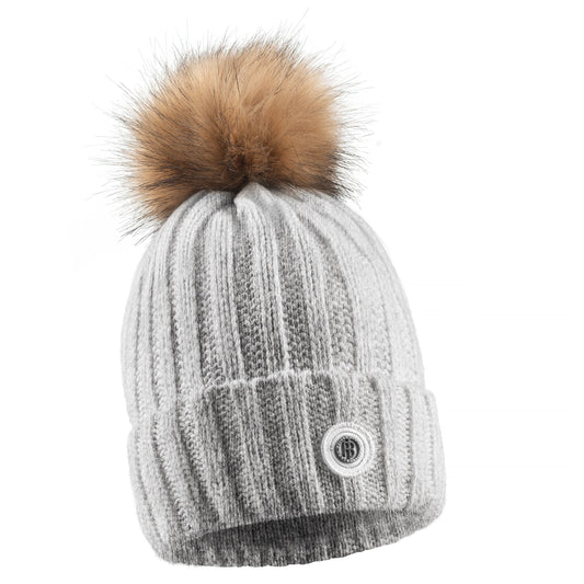 Poivre Blanc Women's Beanie Hat in Grey Melange 6182