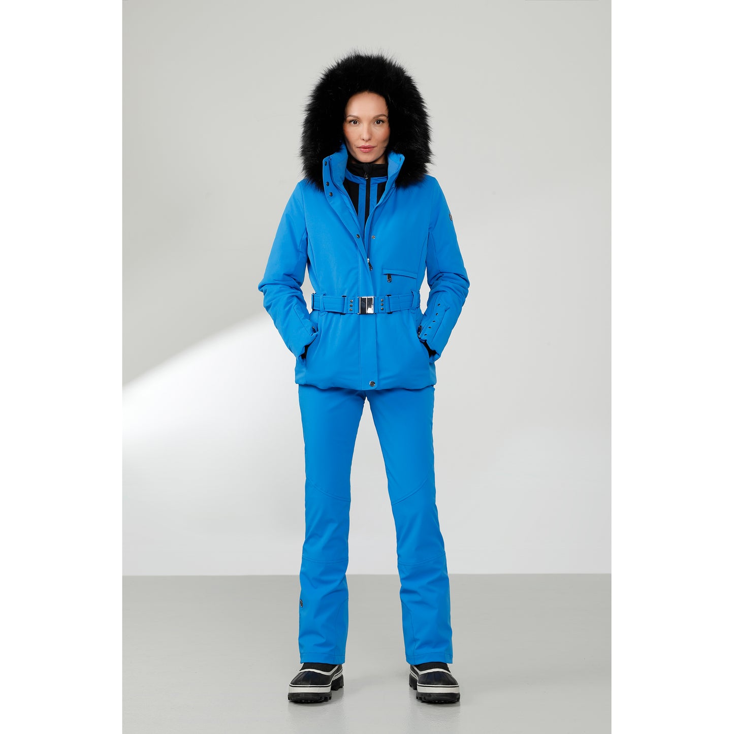 Poivre Blanc 0801 Stretch Ski Jacket with belt in King Blue.