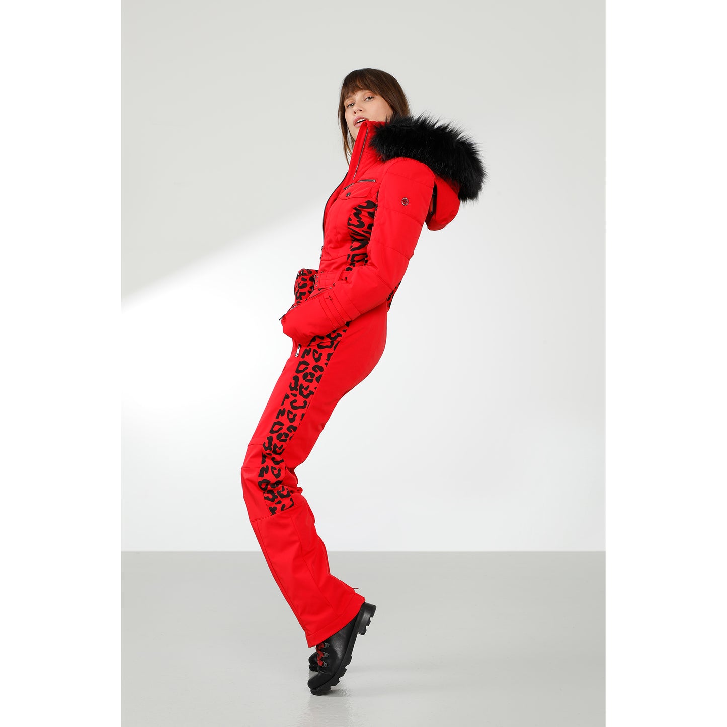 Poivre Blanc Women's all-in-one suit in Leopard Black 0831