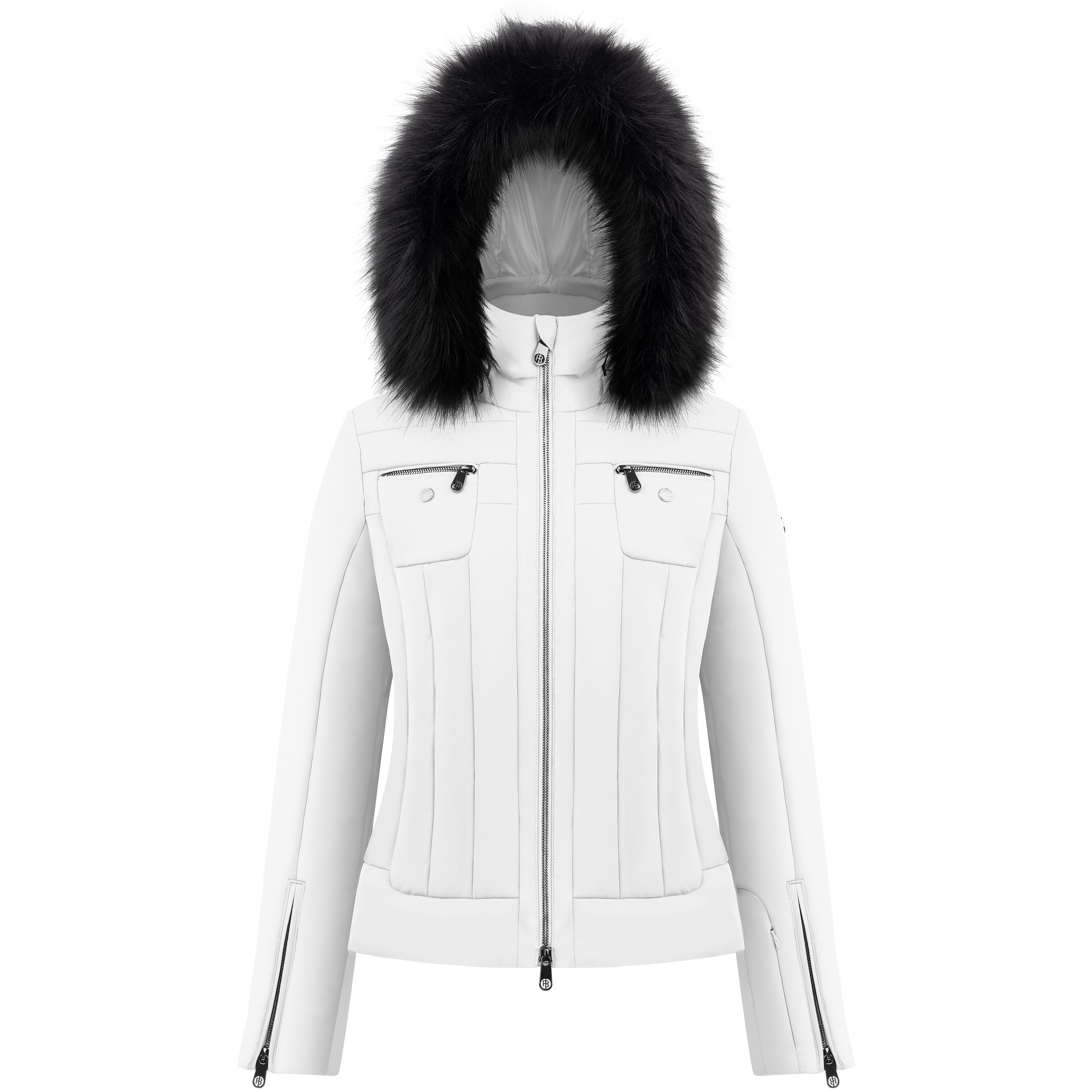 Poivre Blanc Womens Embossed Ski Jacket with Fake Fur - SAVE 20%