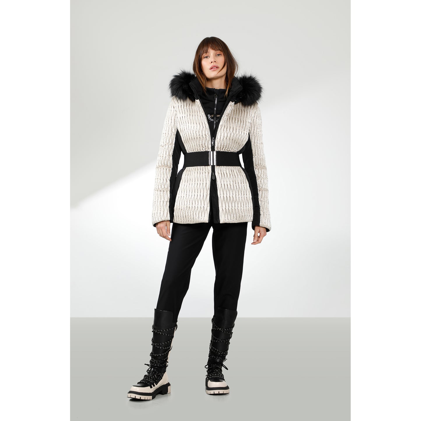 Poivre Blanc Women's Mirror Jacket in Glow Nacre White 0804