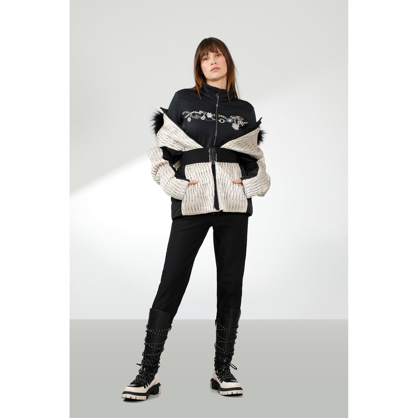 Poivre Blanc Women's Mirror Jacket in Glow Nacre White 0804