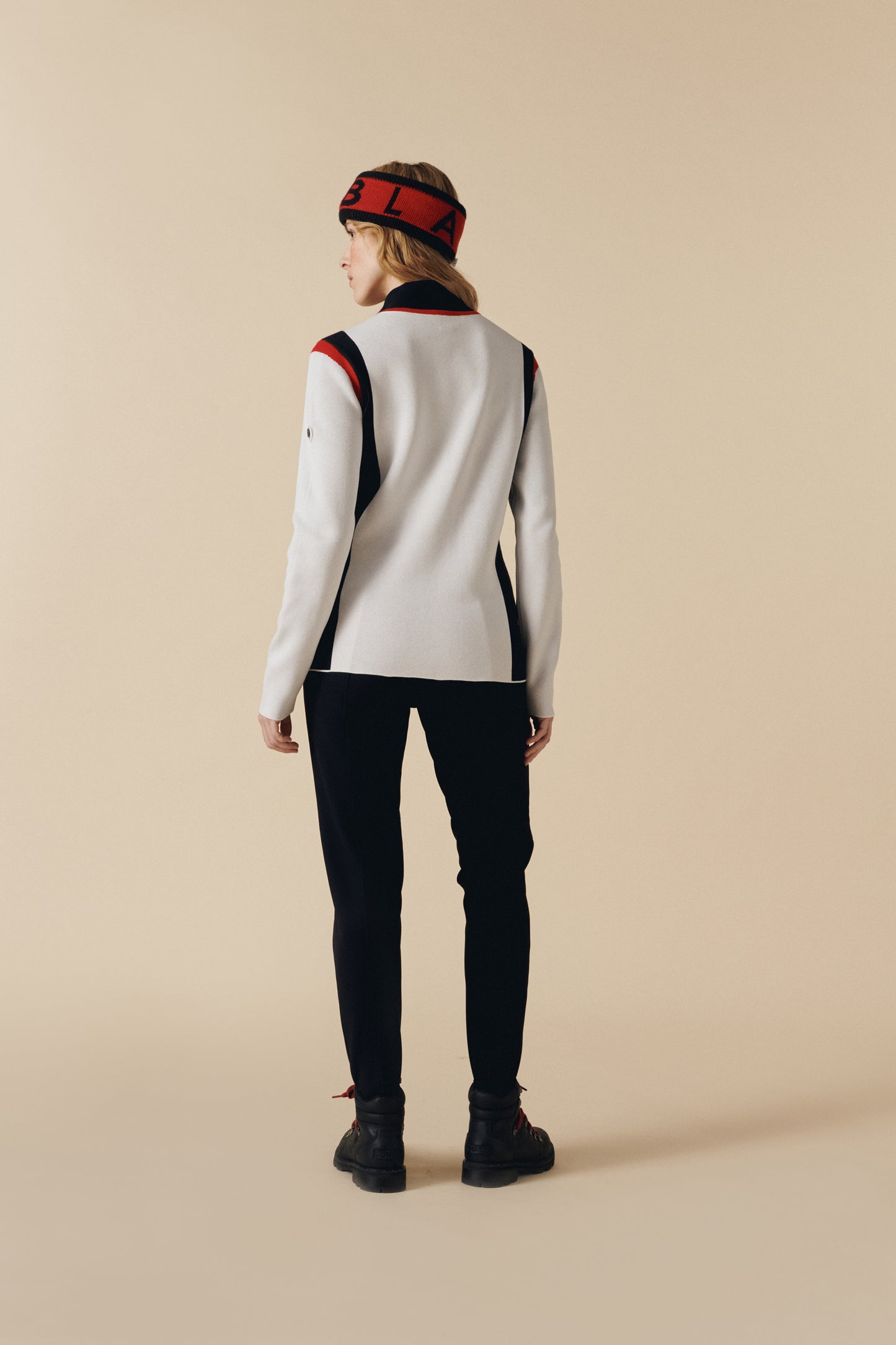 Women's Knit Jacket in White/Black/Red 3501
