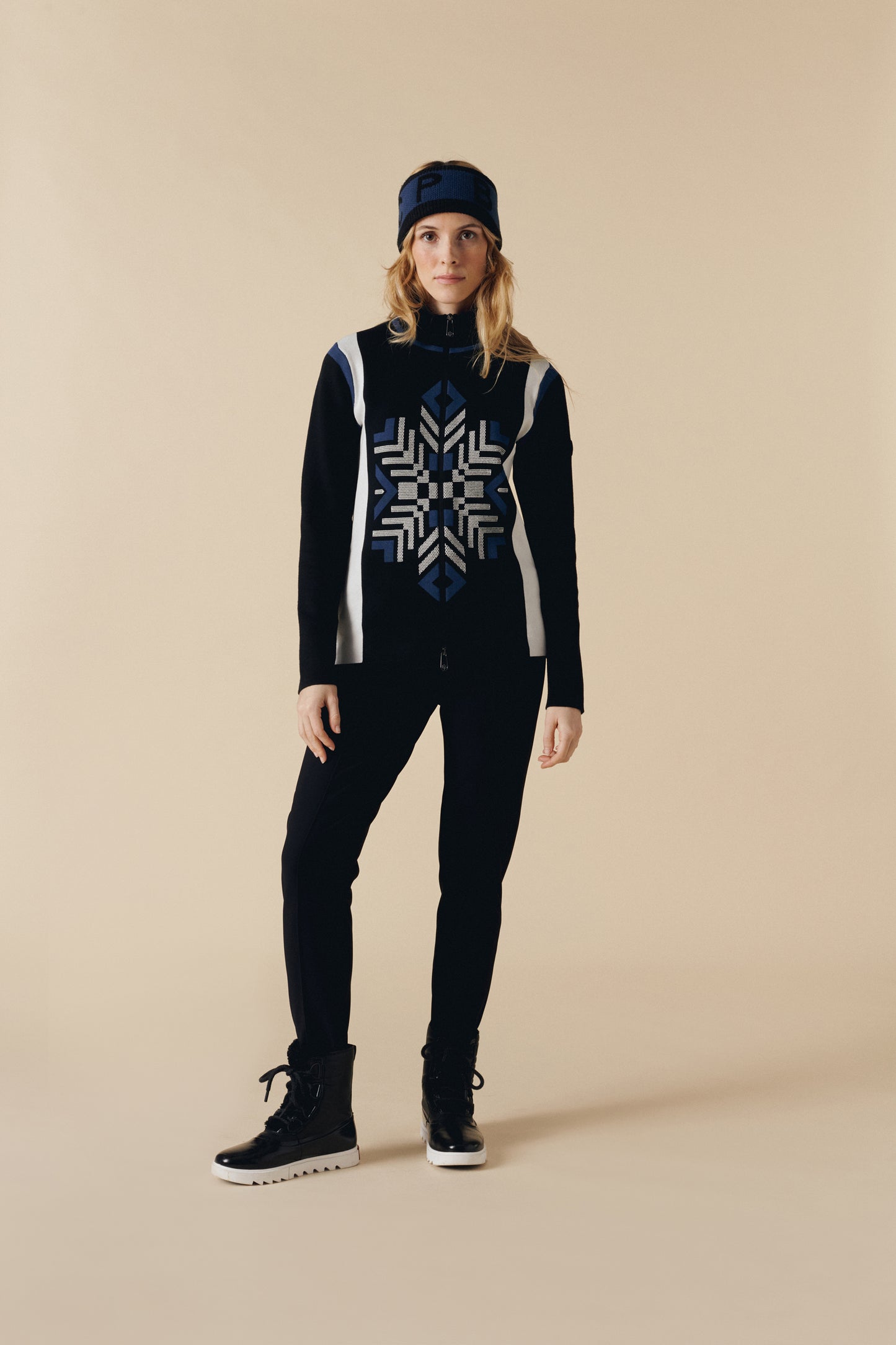 Women's Knit Jacket in Black/Blue/White 3501