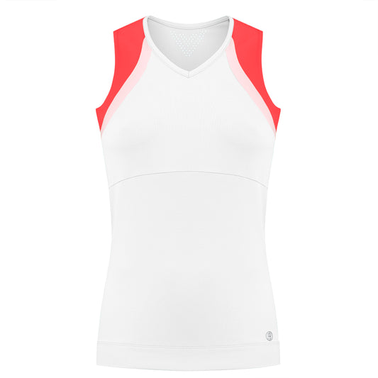 Women's Tennis / Padel Tank Top in White/Spritz Red 4801