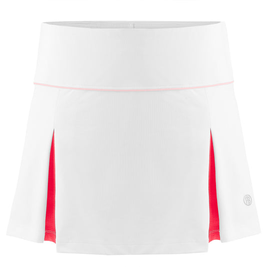 Poivre Blanc Ladies Tennis Skort 4829 in White / Spritz Red