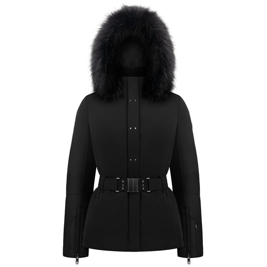 Poivre Blanc 0801 (2) Stretch Ski Jacket with belt in Black.