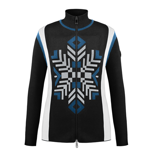 Women's Knit Jacket in Black/Blue/White 3501