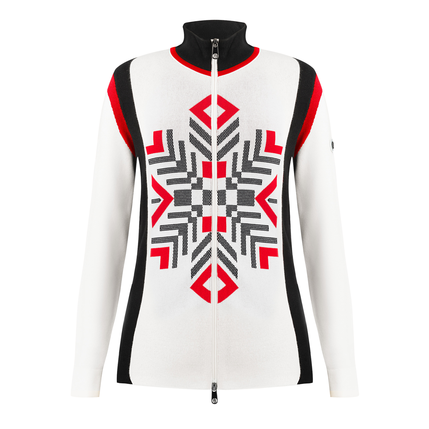 Women's Knit Jacket in White/Black/Red 3501