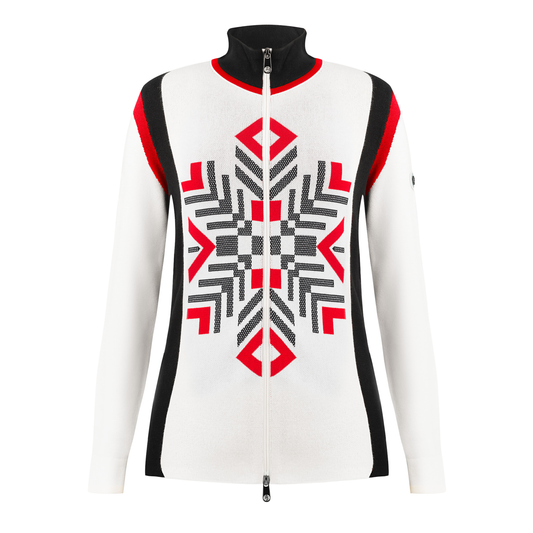 Women's Knit Jacket in White/Black/Red 3501