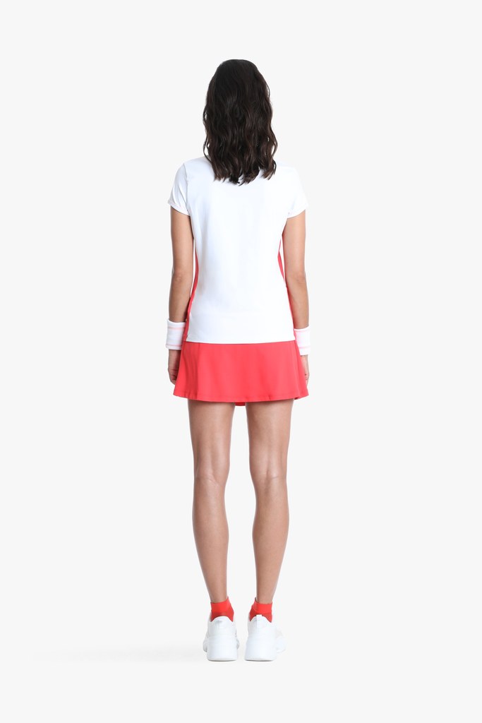 Women's Tennis / Padel Short Sleeved T-Shirt in White Spritz Red 4803