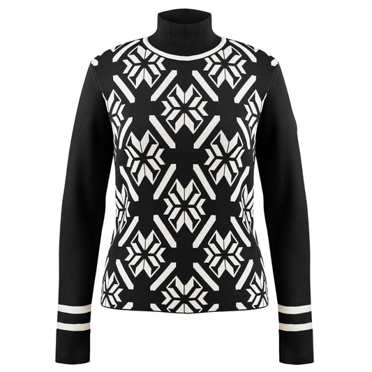 Black Turtle Neck Pullover Black/White 3552