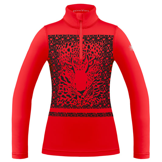 Poivre Blanc Women's Base/Mid Layer Leopard print in Scarlet Red 1940