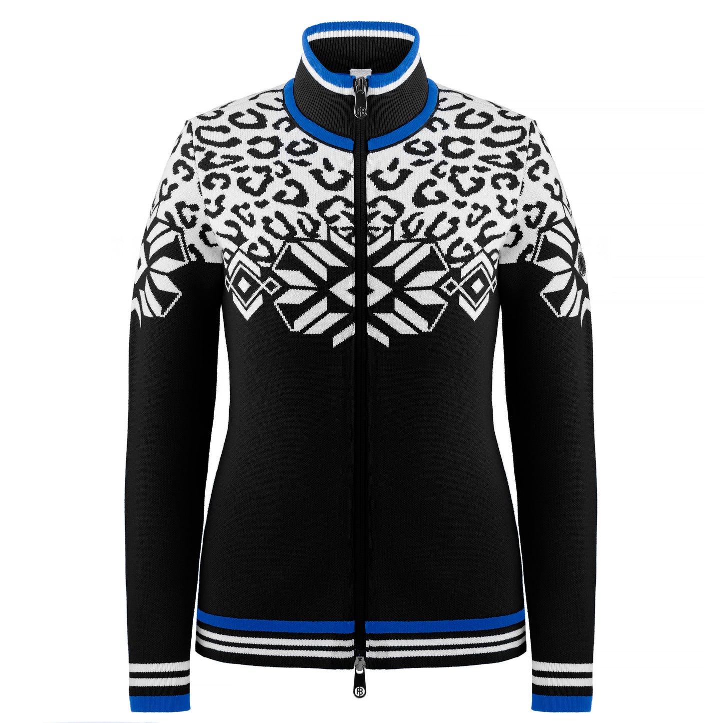 Poivre Blanc Women's Knit Jacket in Black/Blue 3501 / 22