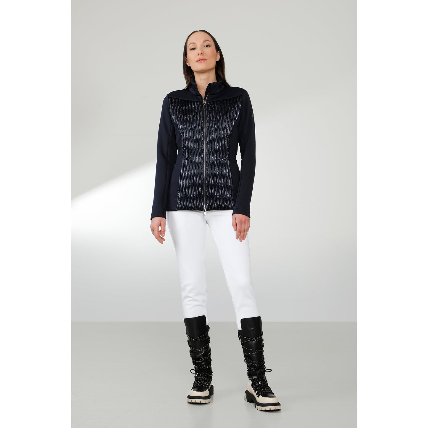 Poivre Blanc Women's Mirror Ski Fleece in Gothic Blue/Navy 1600