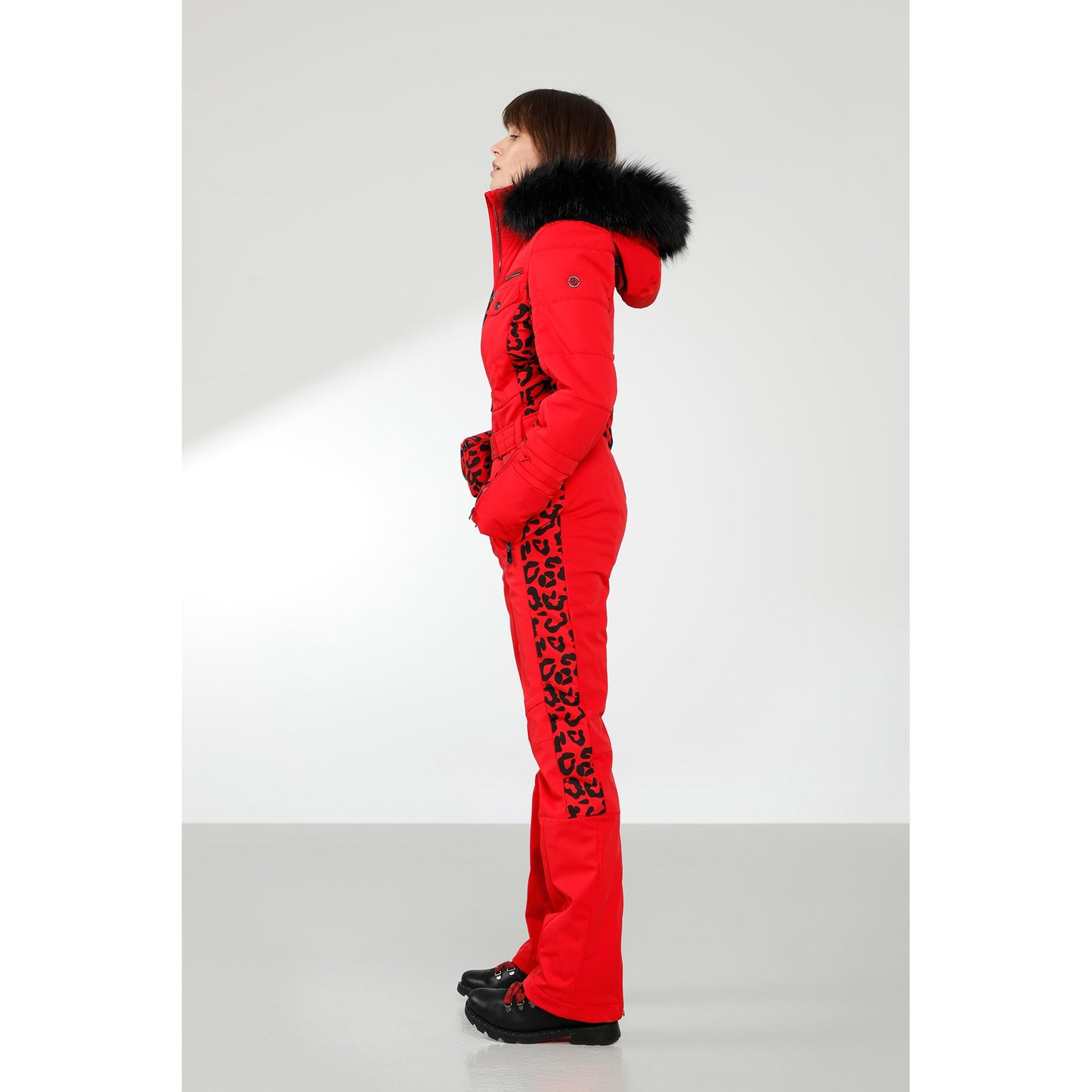 Poivre Blanc Women's all-in-one suit in Leopard Scarlet Red 0831