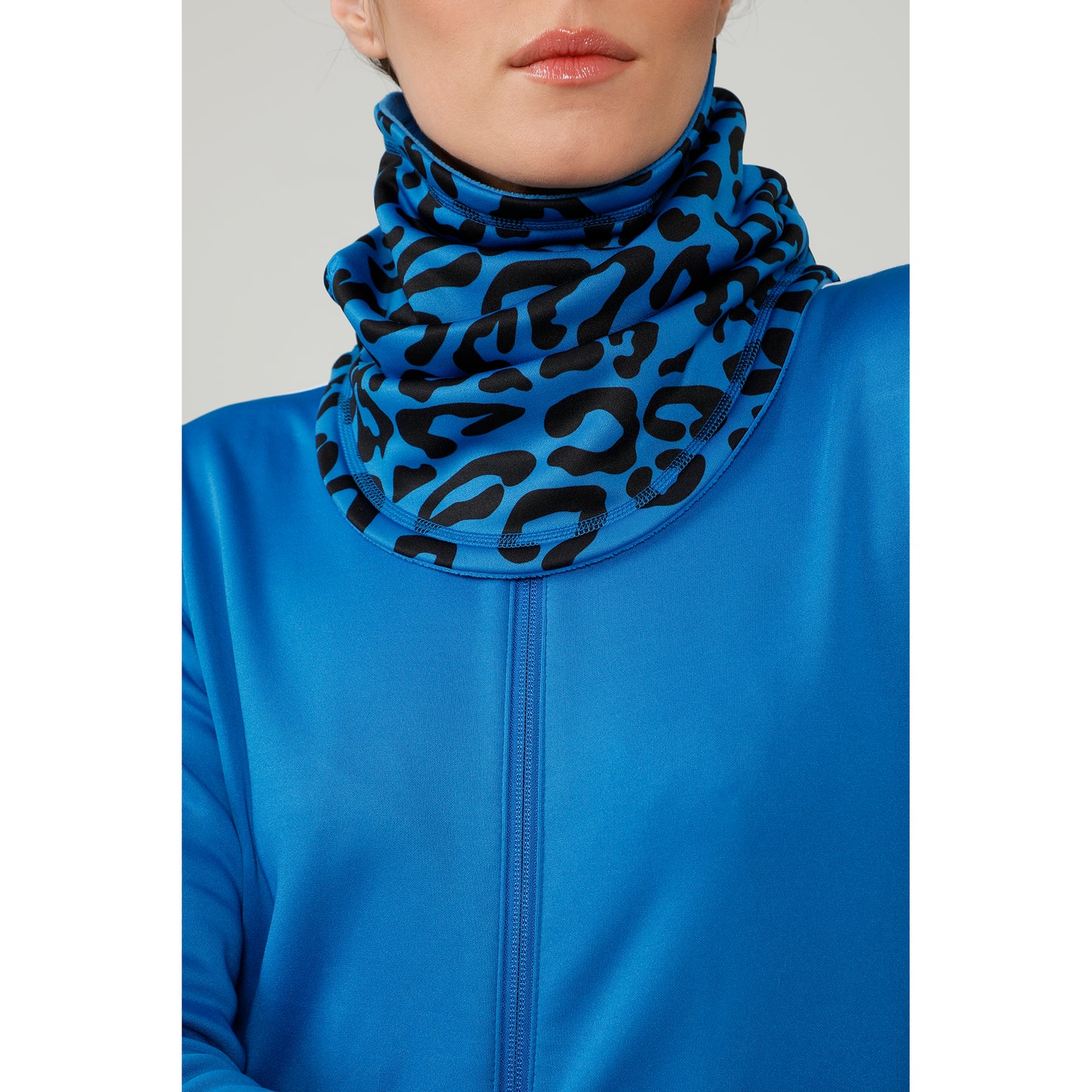 Poivre Blanc Women's Ski Turtle neck Leopard King Blue 1591